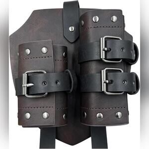 NWT HiiFeuer Medieval Faux Leather Double Back Sword Frog Mercenary Cosplay
